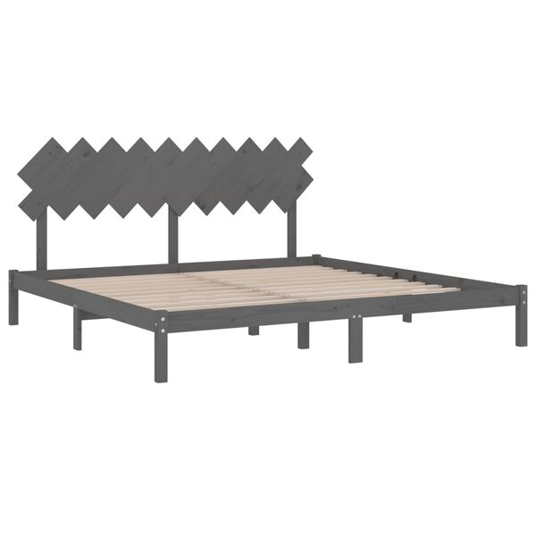 vidaXL Estructura de cama de madera maciza de pino gris 200x200 cm