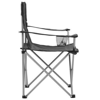 vidaXL Juego de mesa y sillas de camping 3 piezas gris