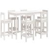 vidaXL Set de mesa y taburetes altos jard&iacute;n 7 pzas madera pino blanco