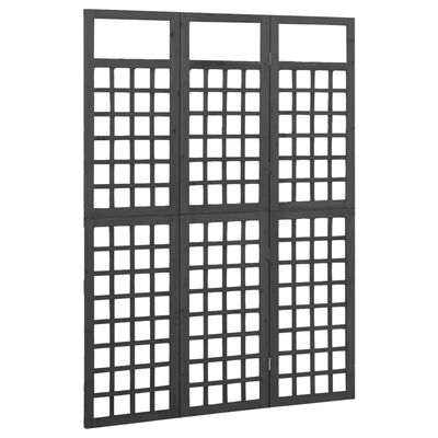 vidaXL Biombo/Enrejado de 3 paneles madera abeto negro 121x180cm