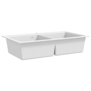 Fregadero encastrable de granito blanco de dos cubetas