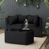 vidaXL Set de muebles de jardín 3 pzas y cojines ratán sintético negro