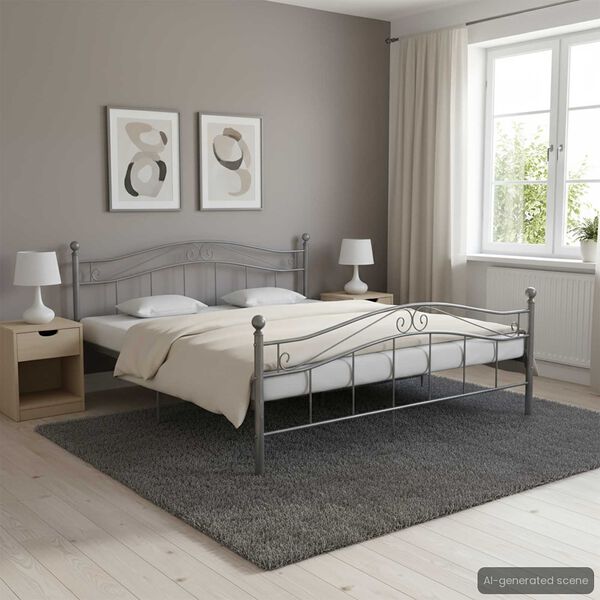 vidaXL Estructura de cama de metal gris 200x200 cm