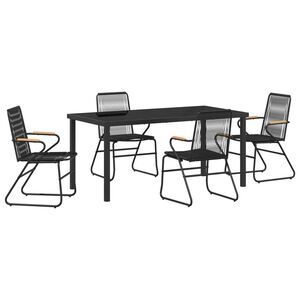 vidaXL Conjunto de Comedor de Jardín 5 pcs Negro