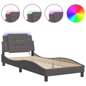 vidaXL Estructura de cama con LED sin colch&oacute;n Zadar gris 80x200 cm