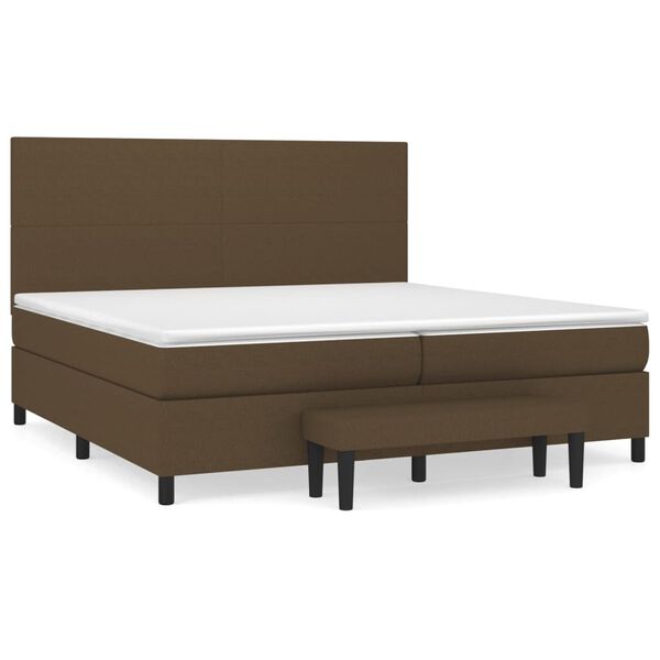 vidaXL Cama box spring con colch&oacute;n tela marr&oacute;n oscuro 200x200 cm