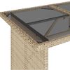 vidaXL Mesa de jard&iacute;n superficie de vidrio rat&aacute;n PE beige 110x68x70 cm