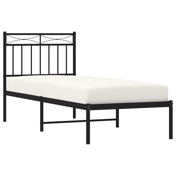 vidaXL Estructura cama sin colch&oacute;n con cabecero metal negro 75x190 cm