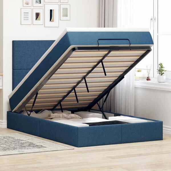 vidaXL Estructura de cama otomana con colchón tela azul 120x200cm