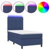 vidaXL Cama box spring colch&oacute;n y luces LED tela azul 90x190 cm