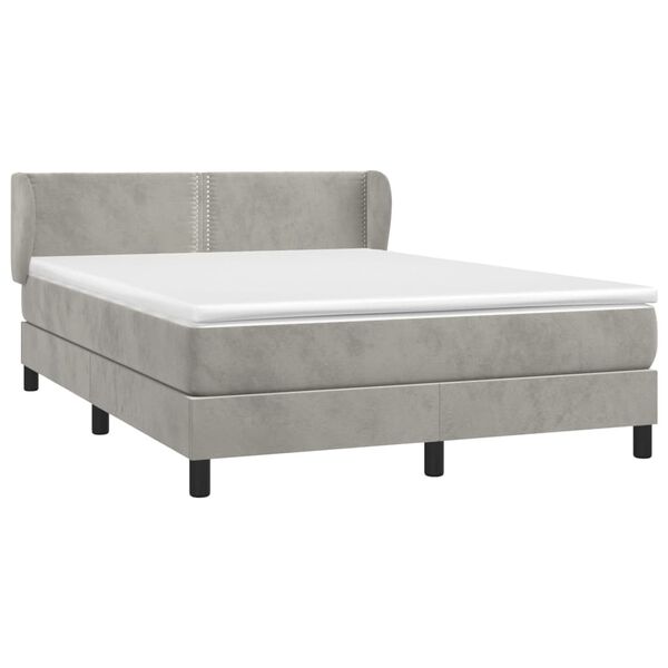 vidaXL Cama box spring con colch&oacute;n terciopelo gris claro 140x190 cm
