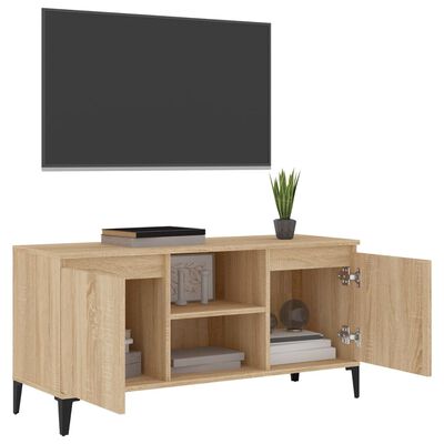 vidaXL Mueble de TV con patas metal color roble Sonoma 103,5x35x50 cm