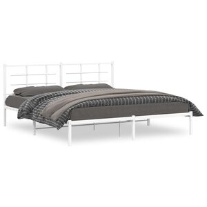 vidaXL Estructura cama sin colch&oacute;n con cabecero metal blanco 183x213cm