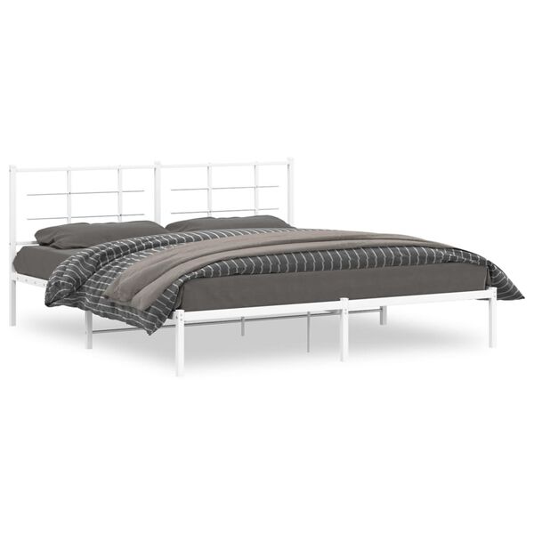 vidaXL Estructura cama sin colch&oacute;n con cabecero metal blanco 183x213cm