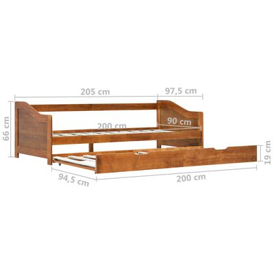 vidaXL Estructura de sofá cama madera de pino marrón miel 90x200 cm