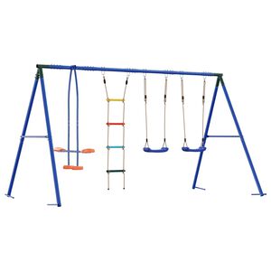 vidaXL Juego de Columpios Exterior Multicolor acero y PE