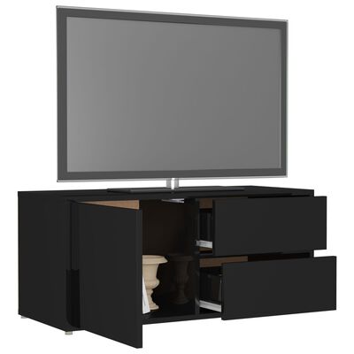 vidaXL Mueble TV madera contrachapada negro brillante 80x34x36 cm