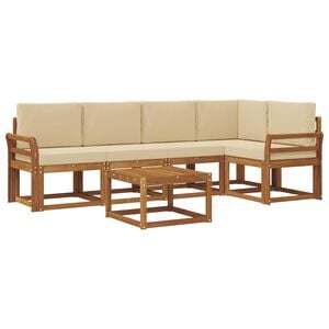 vidaXL Conjunto de sof&aacute;s de exterior con coj&iacute;n 6 pcs Natural y Beige