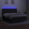 vidaXL Cama box spring colch&oacute;n y luces LED tela negro 160x200 cm