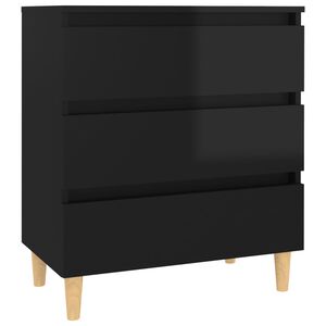 vidaXL Aparador de madera contrachapada negro brillante 60x35x69 cm