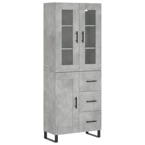 vidaXL Aparador alto madera contrachapada gris hormig&oacute;n 69,5x34x180 cm