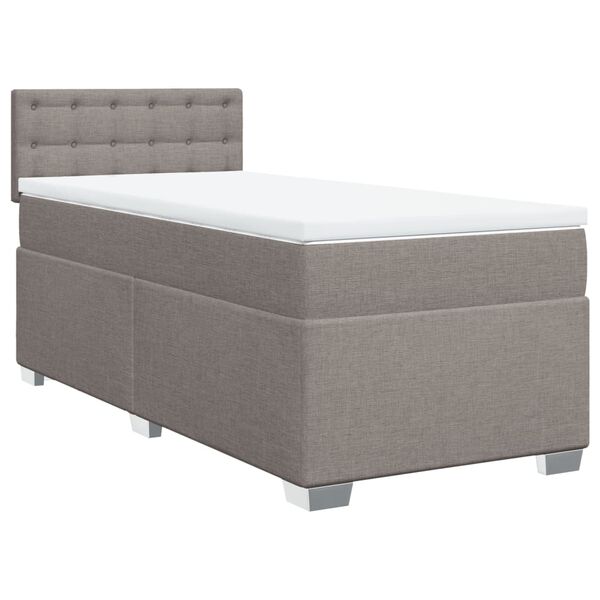 vidaXL Cama box spring con colch&oacute;n tela gris taupe 80x200 cm