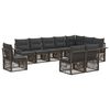 vidaXL Conjunto de sof&aacute;s de jard&iacute;n 10 uds. Gris rat&aacute;n sint&eacute;tico