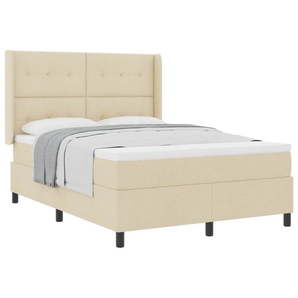 vidaXL Cama tipo Box Spring con colch&oacute;n Crema 140 x 190 cm tela