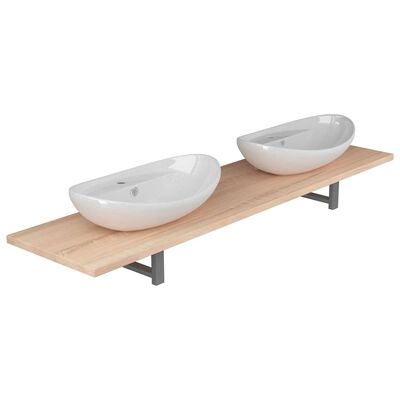 vidaXL Conjunto de muebles de baño 3 piezas cerámica roble