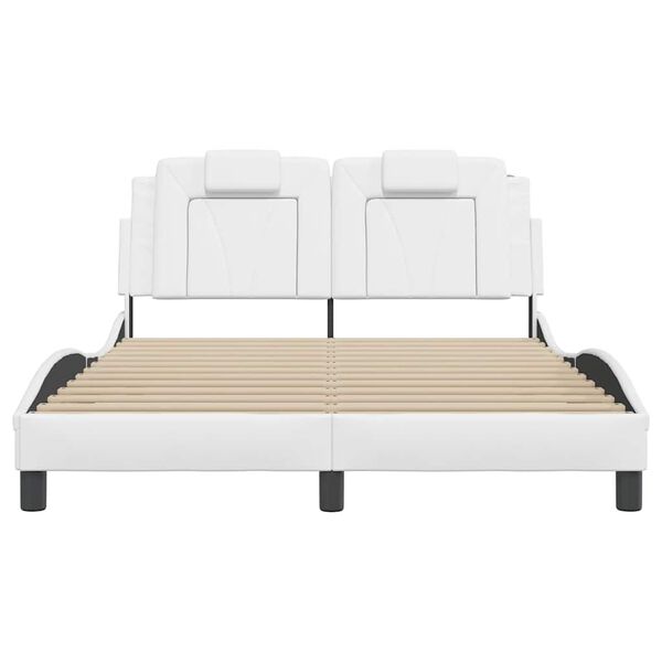 vidaXL Estructura de cama Viana sin colch&oacute;n cuero sint&eacute;tico blanco 120x200cm