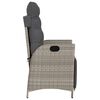 vidaXL Sillón reclinable jardín y reposapiés 2 uds ratán PE gris claro