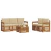 vidaXL Juegos de sof&aacute;s 6 pcs Natural y Beige Madera de Acacia S&oacute;lida