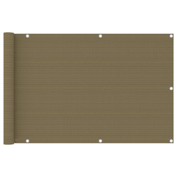 vidaXL Toldo para balcón HDPE gris taupe 90x600 cm