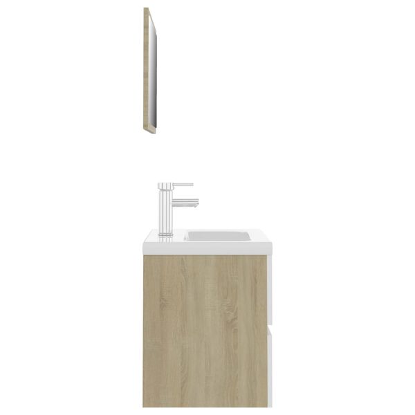vidaXL Set de muebles de baño madera ingeniería blanco y roble Sonoma