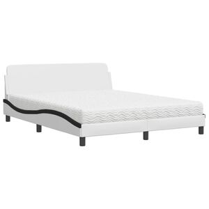 vidaXL Cama con colch&oacute;n Dover cuero sint&eacute;tico blanco y negro 160x200 cm