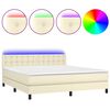 vidaXL Cama box spring colch&oacute;n y LED cuero sint&eacute;tico crema 180x200 cm
