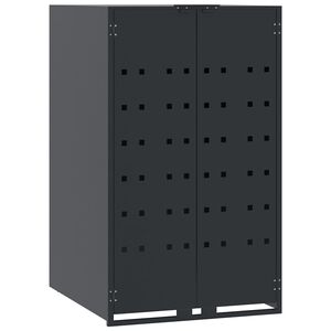 vidaXL Cubo de basura con ruedas para cubo individual antracita 69x79x117 cm acero