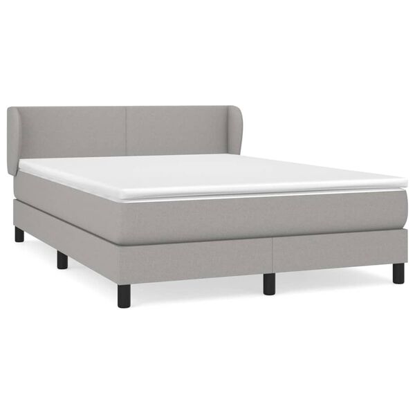 vidaXL Cama box spring con colch&oacute;n tela gris claro 140x200 cm