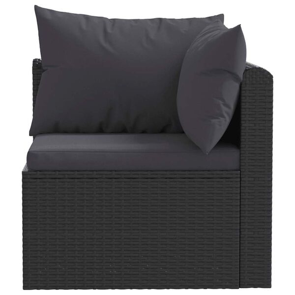vidaXL Set muebles de jardín 5 piezas y cojines ratán sintético negro