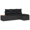 vidaXL Conjunto de sof&aacute; de jard&iacute;n 4 uds. Negro rat&aacute;n sint&eacute;tico