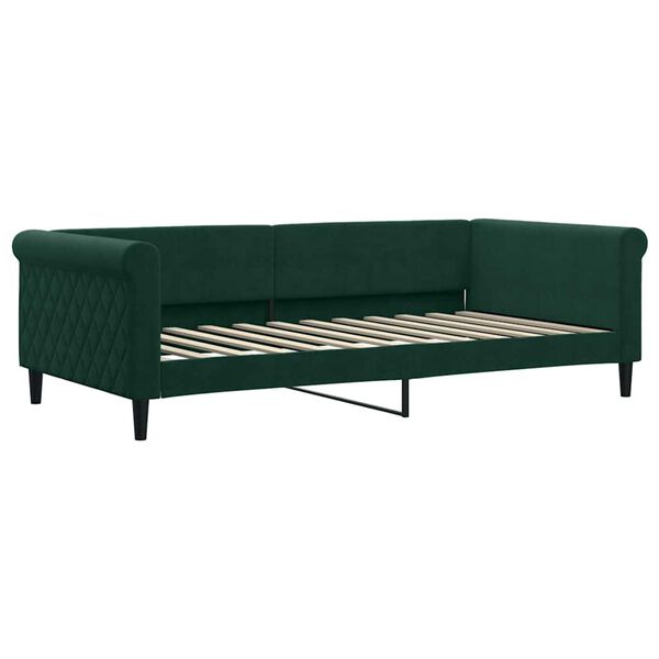 vidaXL Sof&aacute; cama nido con colch&oacute;n terciopelo verde oscuro 100x200 cm