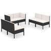 vidaXL Set de muebles de jard&iacute;n 6 pzas y cojines rat&aacute;n sint&eacute;tico negro