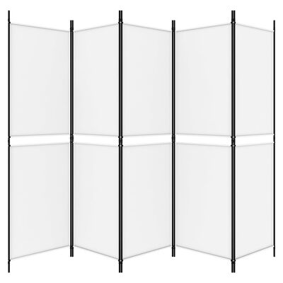 vidaXL Biombo divisor de 5 paneles de tela blanco 250x180 cm