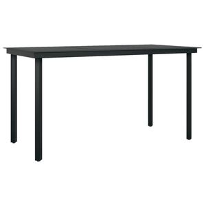 vidaXL Mesa de comedor de jard&iacute;n acero y vidrio negra 140x70x74 cm