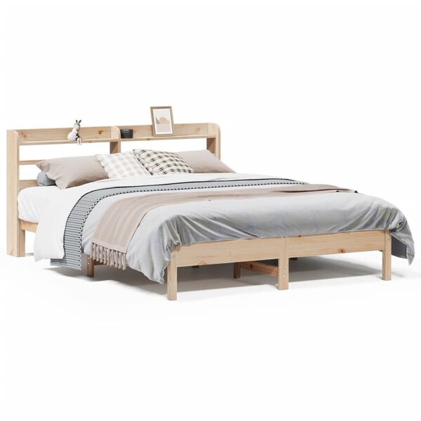 vidaXL Estructura de cama sin colch&oacute;n madera maciza de pino 135x190 cm
