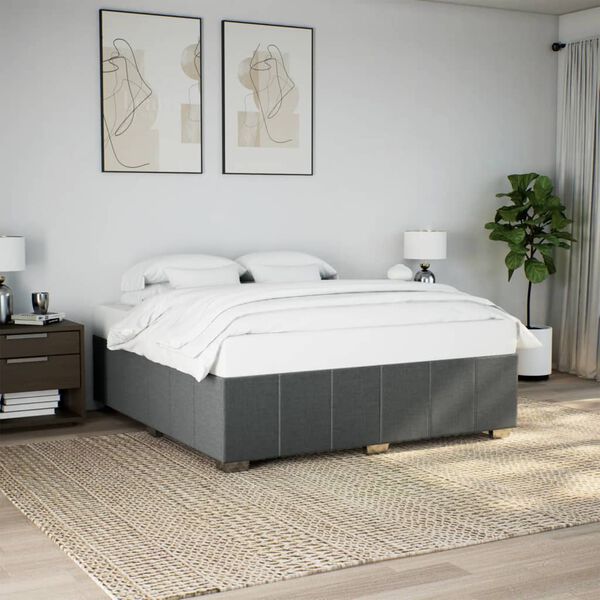 vidaXL Cama sin colch&oacute;n de tela gris oscuro 180x200 cm