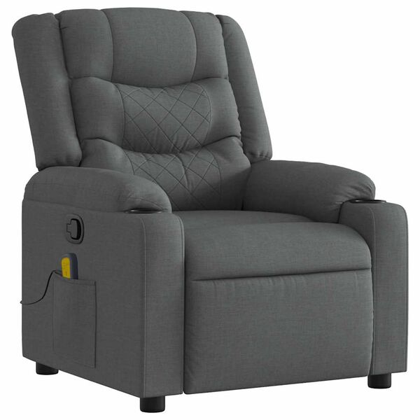 vidaXL Sill&oacute;n de masaje reclinable de tela gris oscuro