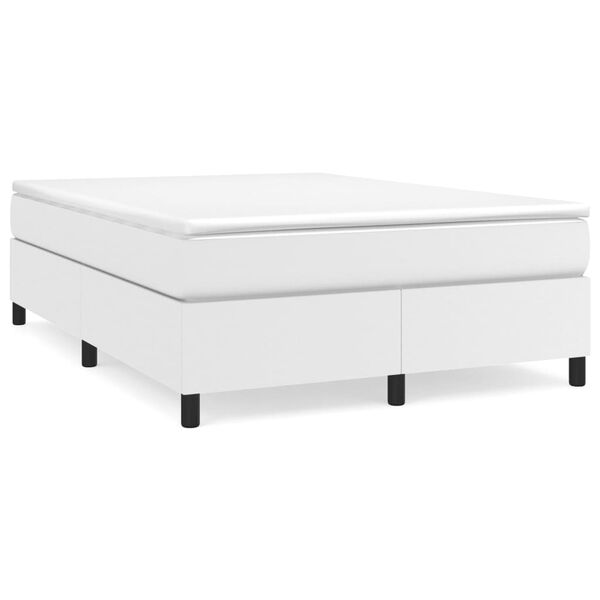 vidaXL Cama box spring con colch&oacute;n cuero sint&eacute;tico blanco 140x200cm