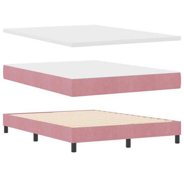 vidaXL Cama tipo Box Spring con colch&oacute;n Rosa 160 x 200 cm Terciopelo