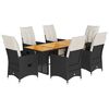 vidaXL Set de comedor de jard&iacute;n 7 pzas y cojines rat&aacute;n sint&eacute;tico negro